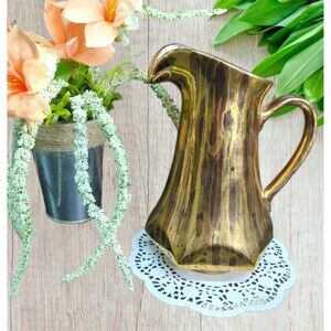 Vintage Lusterware Glazed 10" Hand Pitcher